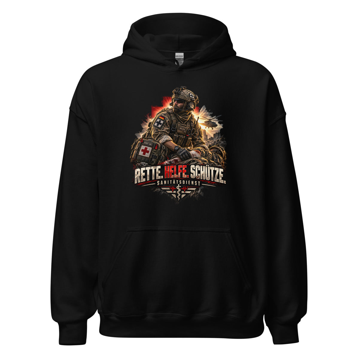 Sanitätsdienst Medic Rettung – Hoodie – großer Frontdruck