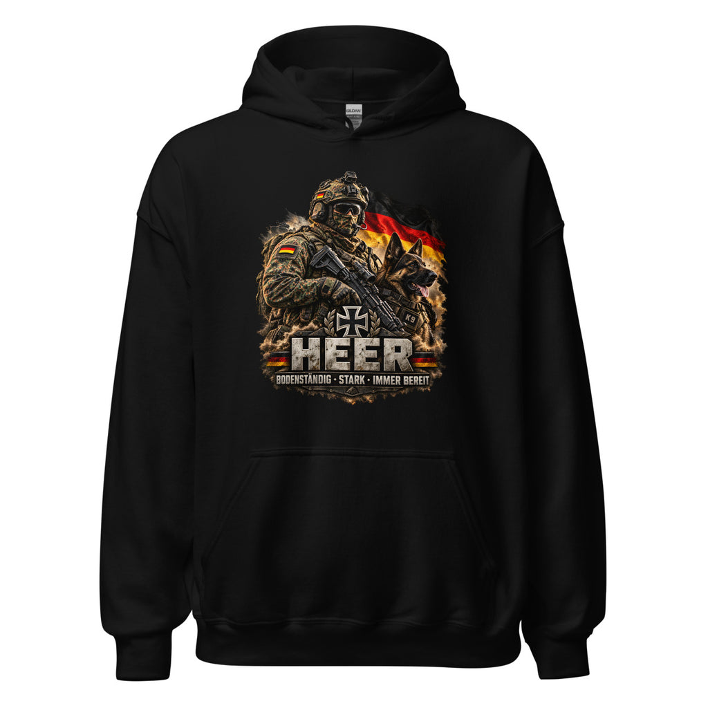 Deutscher Soldat mit Kampfhund – Hoodie – großer Frontdruck