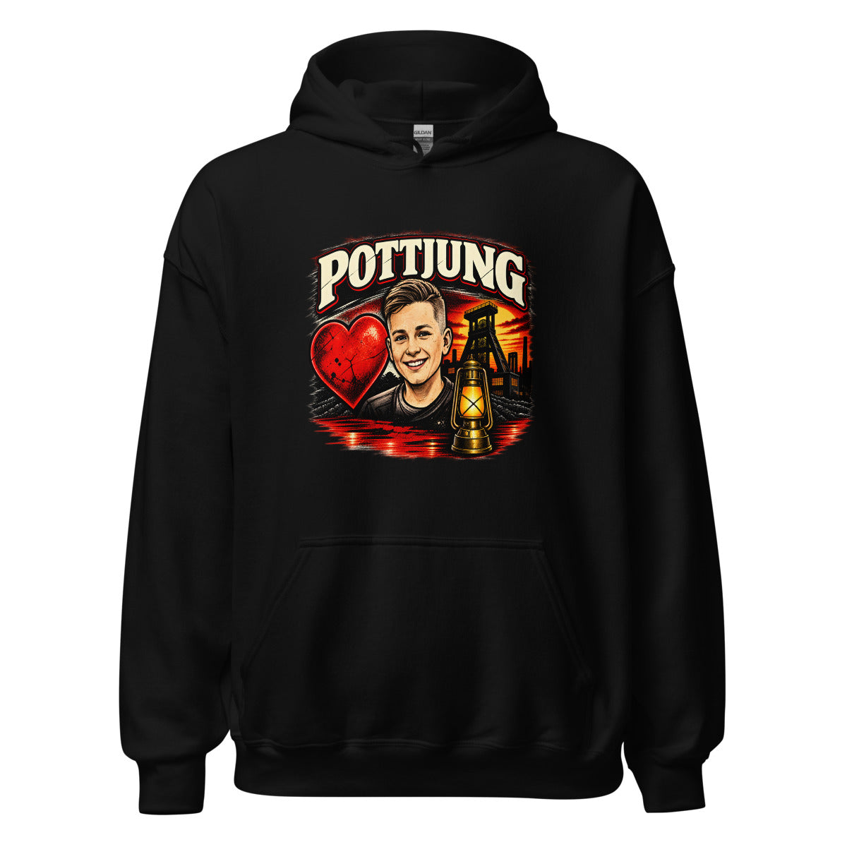 Pottjung mit Bergbau-Motiv – Hoodie – großer Frontdruck