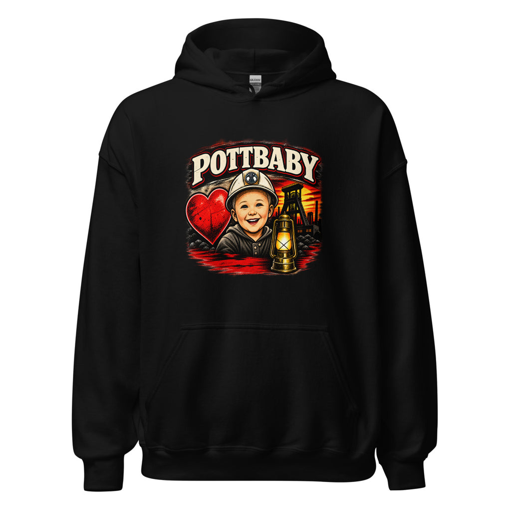 Pottbaby mit Bergbau-Motiv – Hoodie – großer Frontdruck