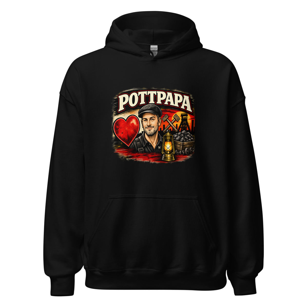 Pottpapa Bergmanns-Porträt – Hoodie – großer Frontdruck