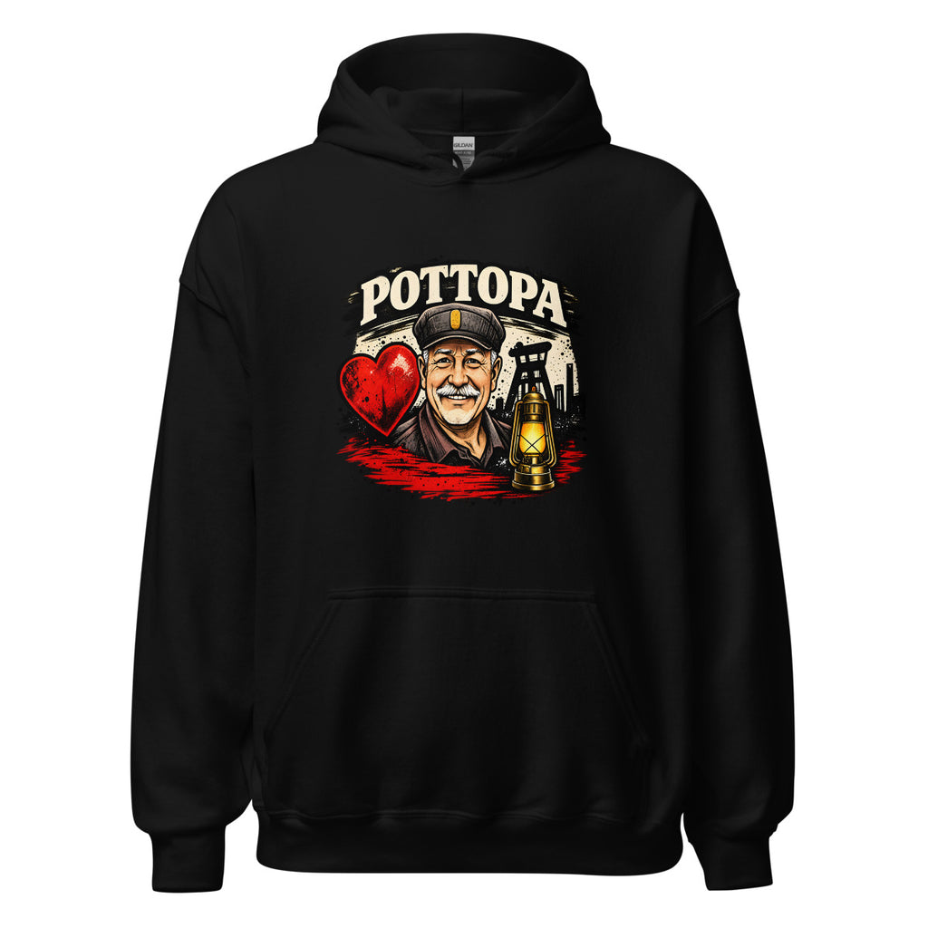 Pottopa Bergmann mit Herz und Grubenlampe – Hoodie – großer Frontdruck