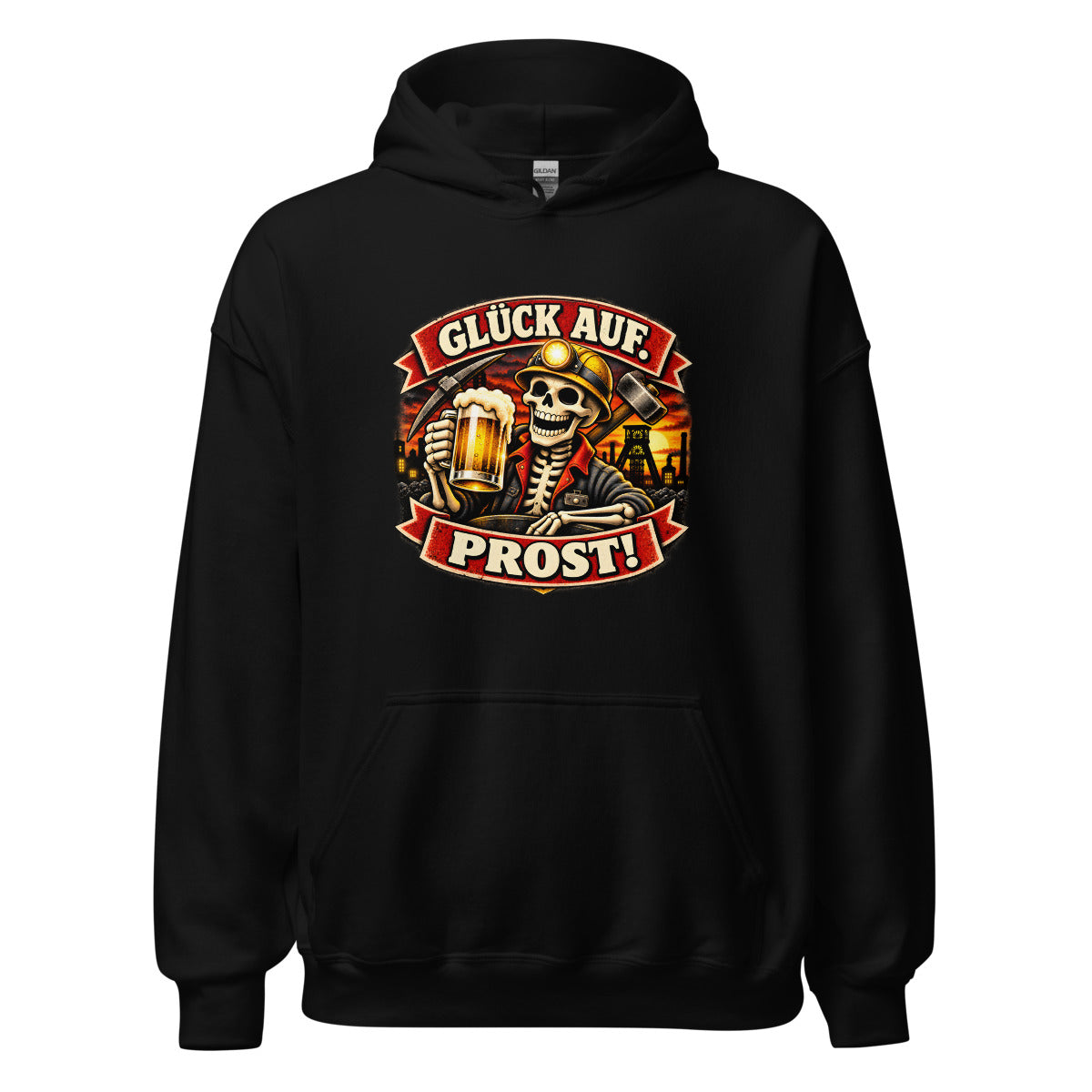 Glück Auf. Prost! – Hoodie – großer Frontdruck