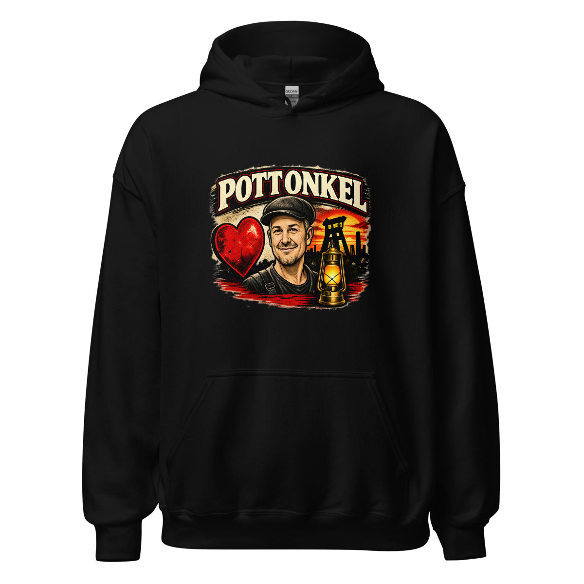 Pottonkel mit Bergmannsmotiv – Hoodie – großer Frontdruck