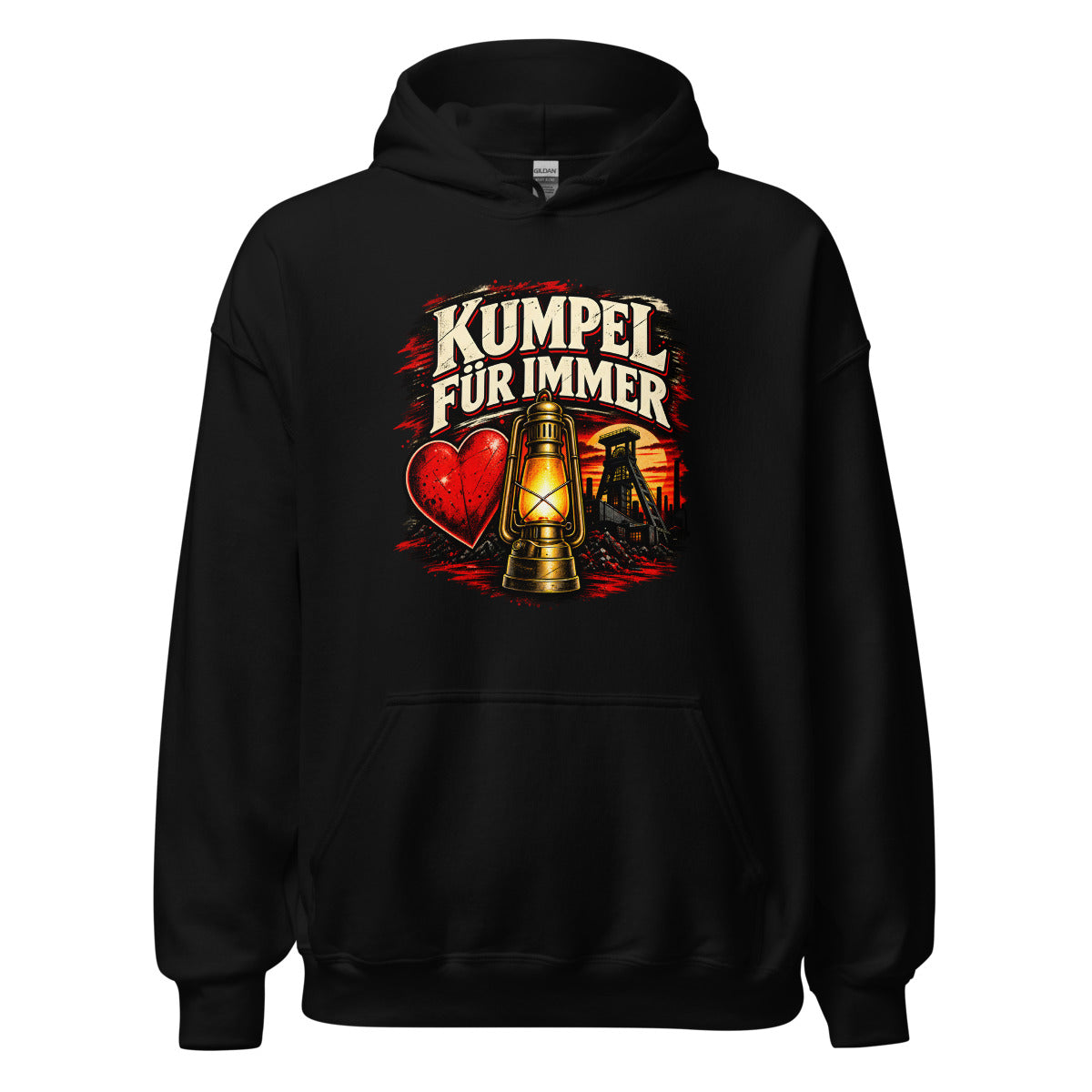 Kumpel für immer mit Bergbau-Motiv – Hoodie – großer Frontdruck
