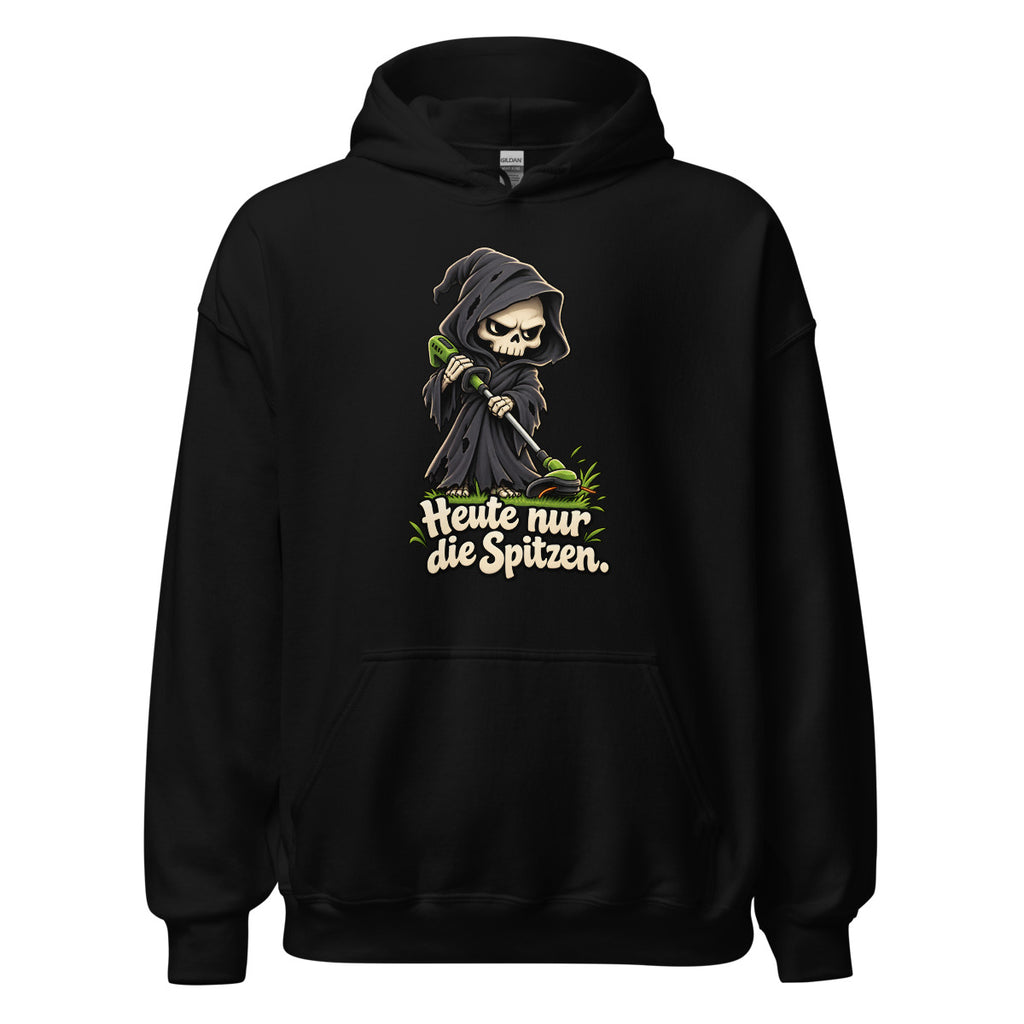 Sensenmann bei der Rasenpflege – Hoodie – großer Frontdruck