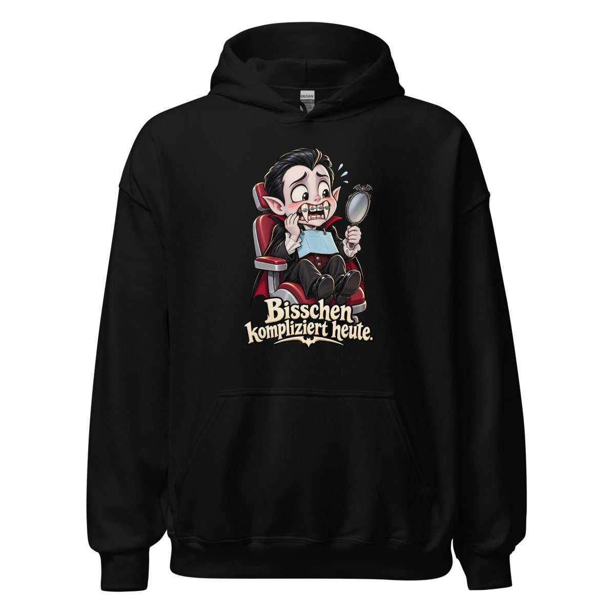 Vampir beim Zahnarzt – Hoodie – großer Frontdruck