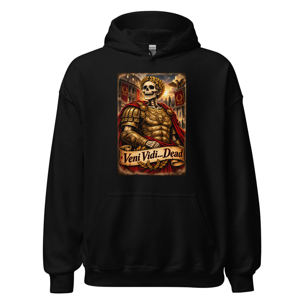Römischer Skelett-Kaiser mit Lorbeerkranz – Hoodie – großer Frontdruck
