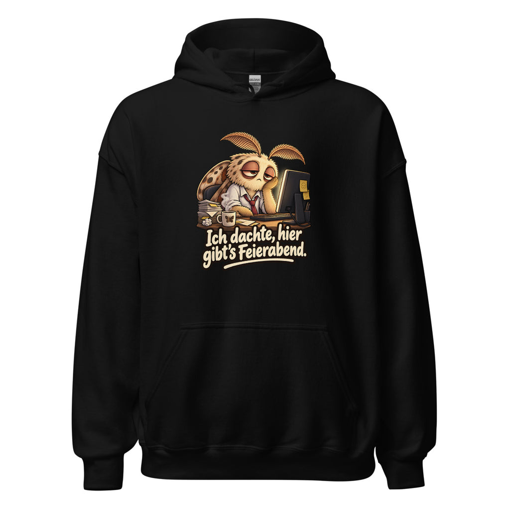 Überstunden-Motte – Hoodie – großer Frontdruck