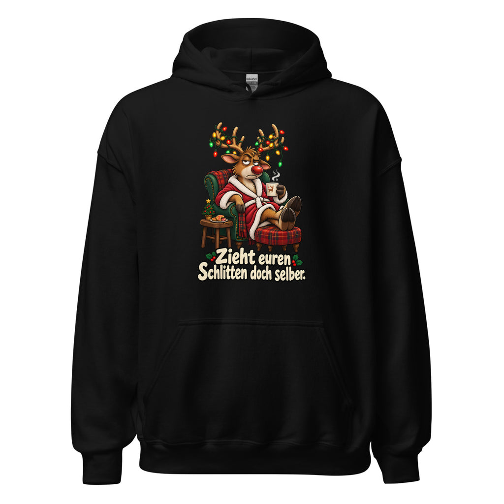 Rentier im Feierabendmodus – Hoodie – großer Frontdruck