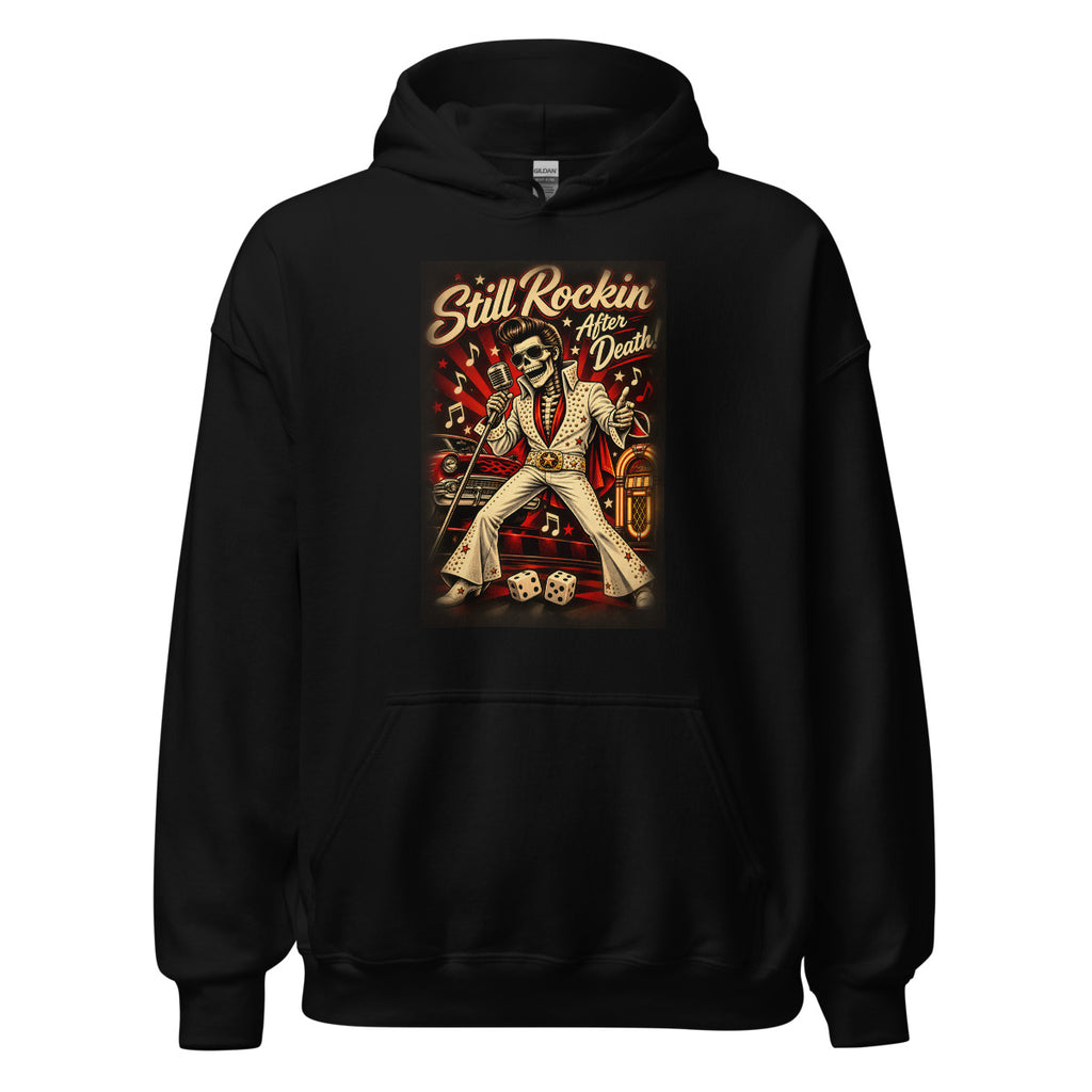 Rockabilly Skelett Elvis – Hoodie – großer Frontdruck