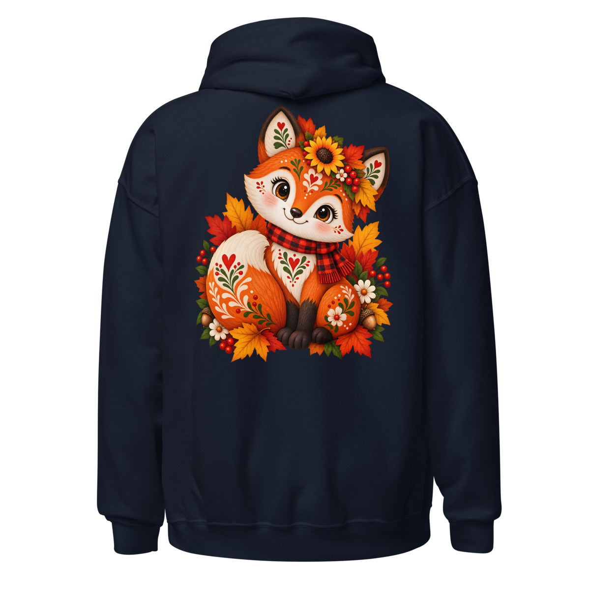 Fuchs mit Folk-Art-Blumenmuster. – Unisex Heavy Blend Hoodie | Gildan 18500