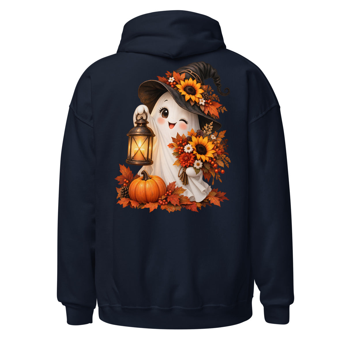Geist mit Laterne und Blumen. – Unisex Heavy Blend Hoodie | Gildan 18500