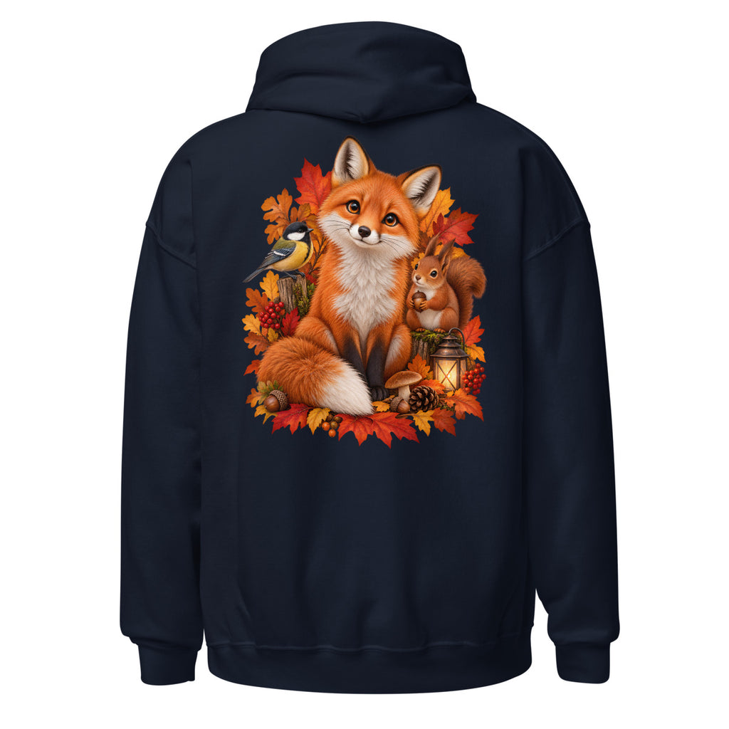Fuchs mit Vogel und Eichhoernchen. – Unisex Heavy Blend Hoodie | Gildan 18500