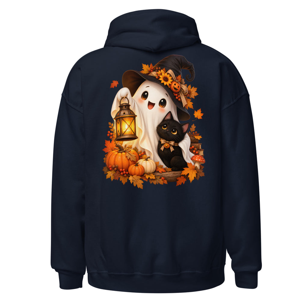 Geist mit Katze und Laterne. – Unisex Heavy Blend Hoodie | Gildan 18500