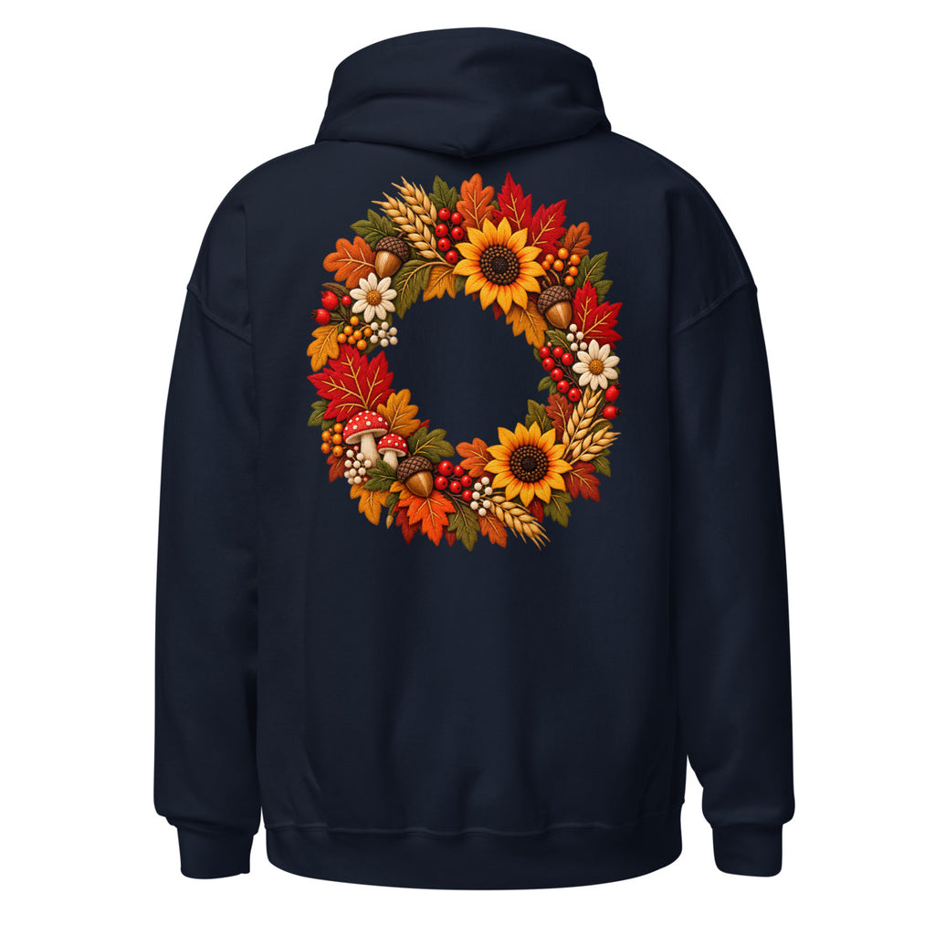 Herbstkranz im Stickerei-Look. – Unisex Heavy Blend Hoodie | Gildan 18500