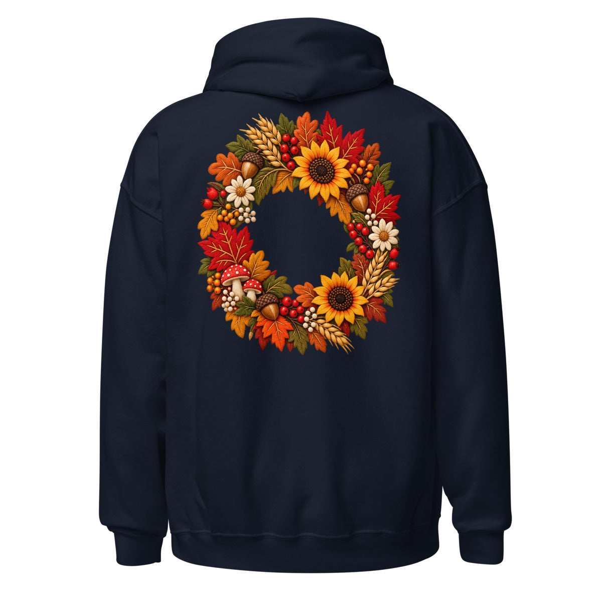 Herbstkranz im Stickerei-Look. – Unisex Heavy Blend Hoodie | Gildan 18500