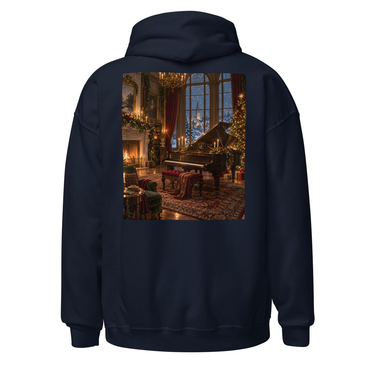 Weihnachtliches Musikzimmer – Hoodie – großer Rückendruck