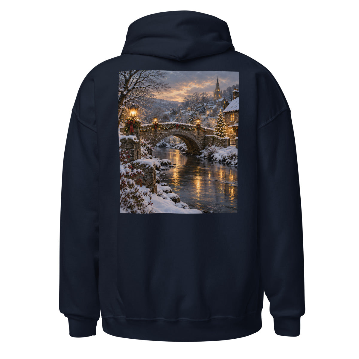 Weihnachtslaternen an der Steinbrücke – Hoodie – großer Rückendruck