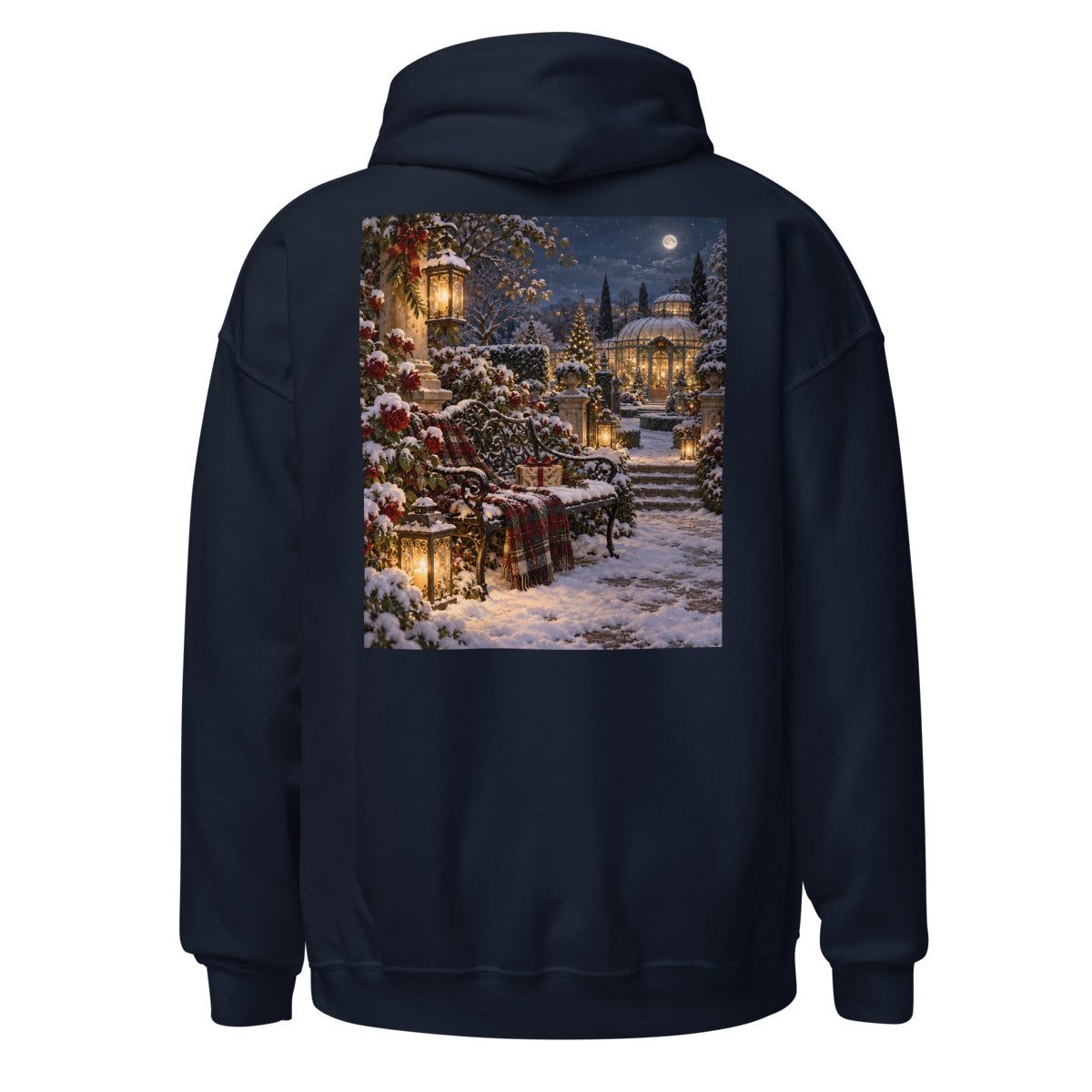 Laternengarten in der Winternacht – Hoodie – großer Rückendruck