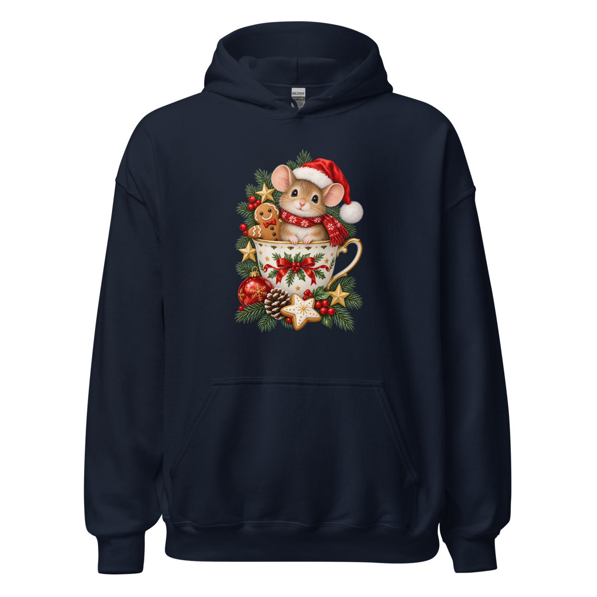 Weihnachtsmaus – Hoodie – großer Frontdruck