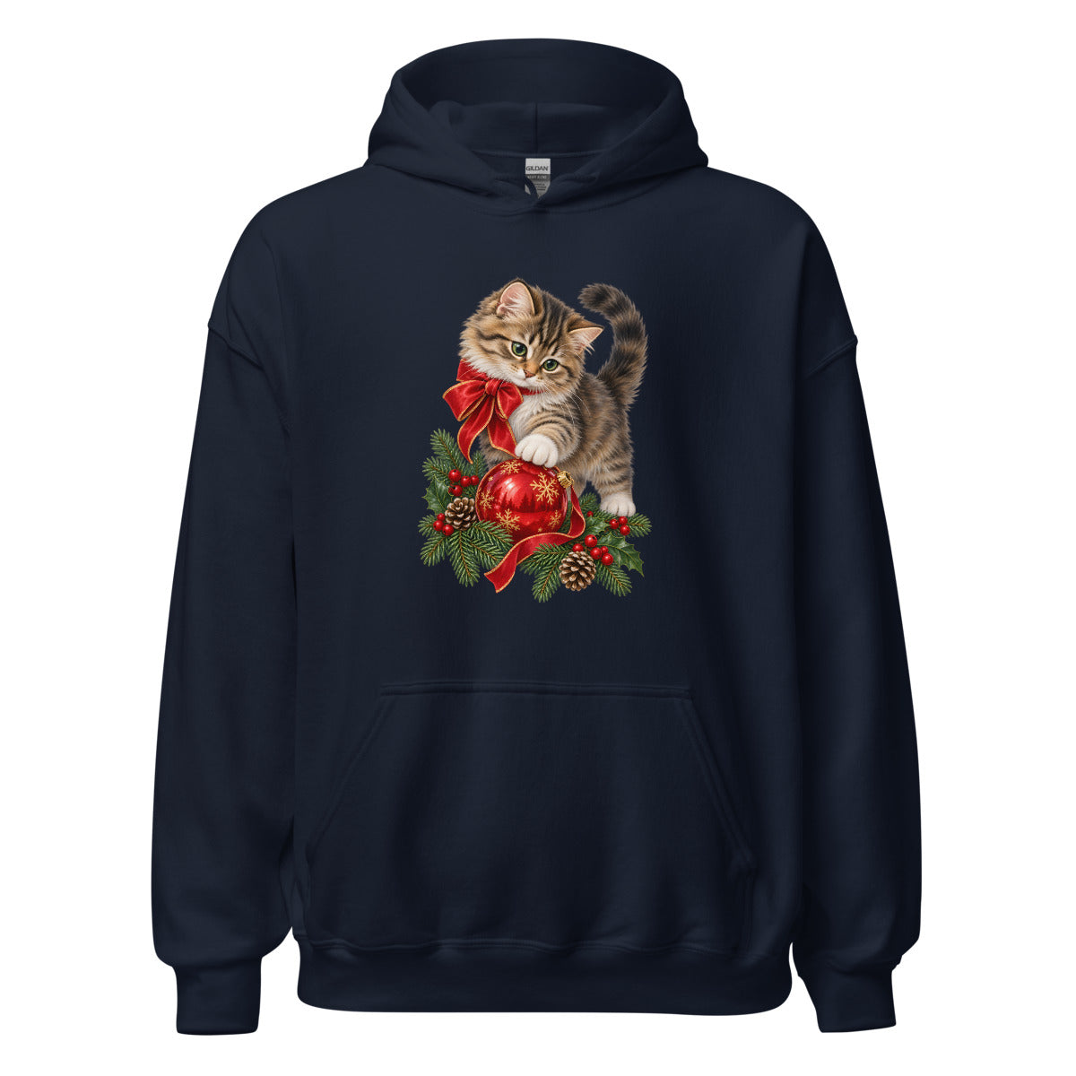 Weihnachtskatze – Hoodie – großer Frontdruck