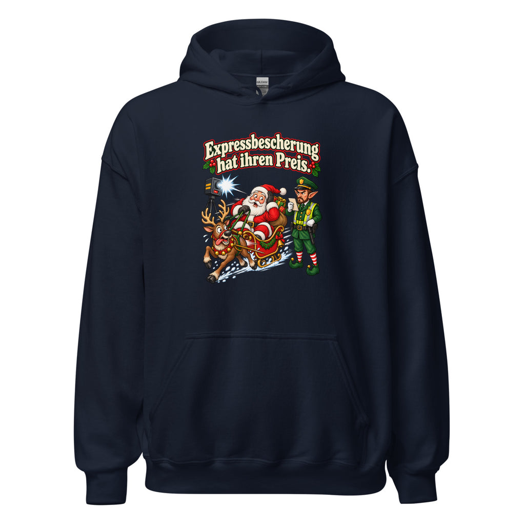 Expressbescherung hat ihren Preis. – Hoodie – großer Frontdruck