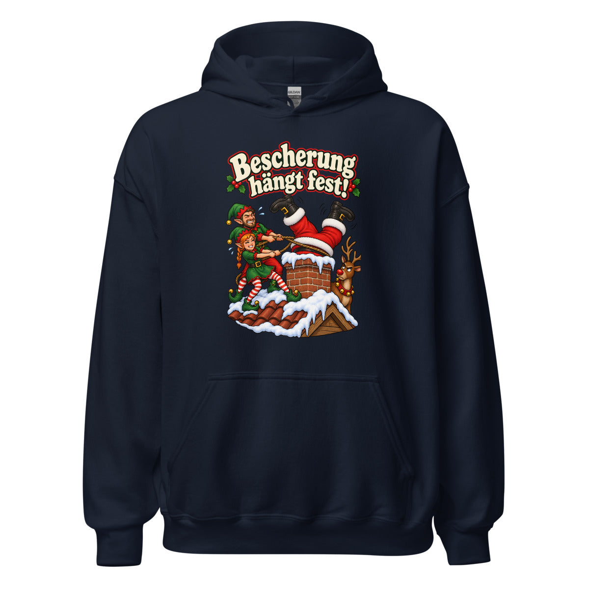Bescherung hängt fest! – Hoodie – großer Frontdruck
