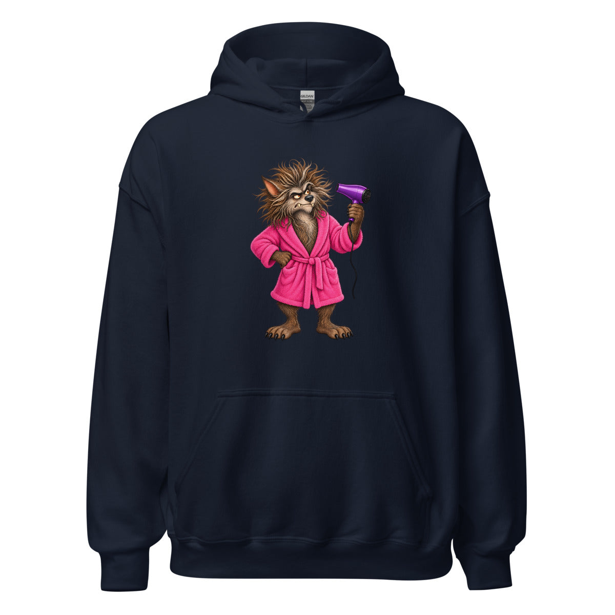 Werwolf am Bad-Hair-Day – Hoodie – großer Frontdruck