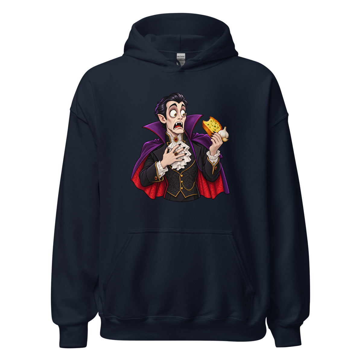 Knoblauchbrot-Fehlentscheidung – Hoodie – großer Frontdruck
