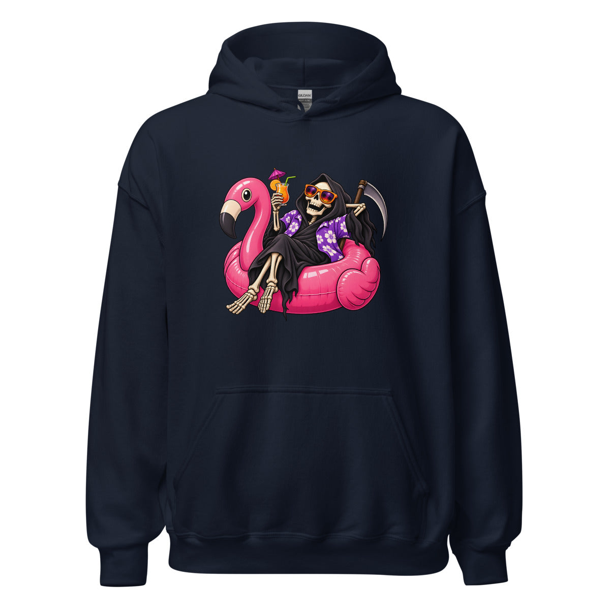 Sensenmann macht Urlaub – Hoodie – großer Frontdruck