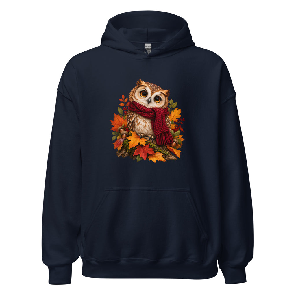 Eule im Strickschal – Hoodie – großer Frontdruck