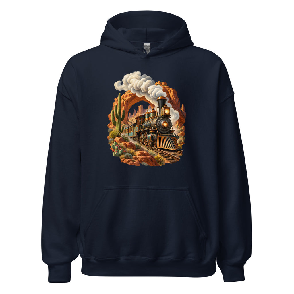 Lokomotive nach Westen – Hoodie – großer Frontdruck