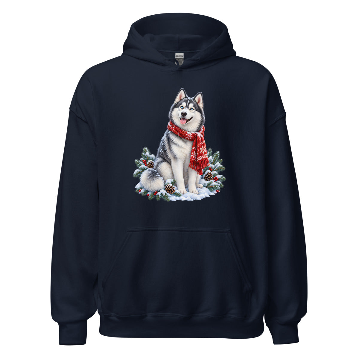 Husky im Winterwind – Hoodie – großer Frontdruck