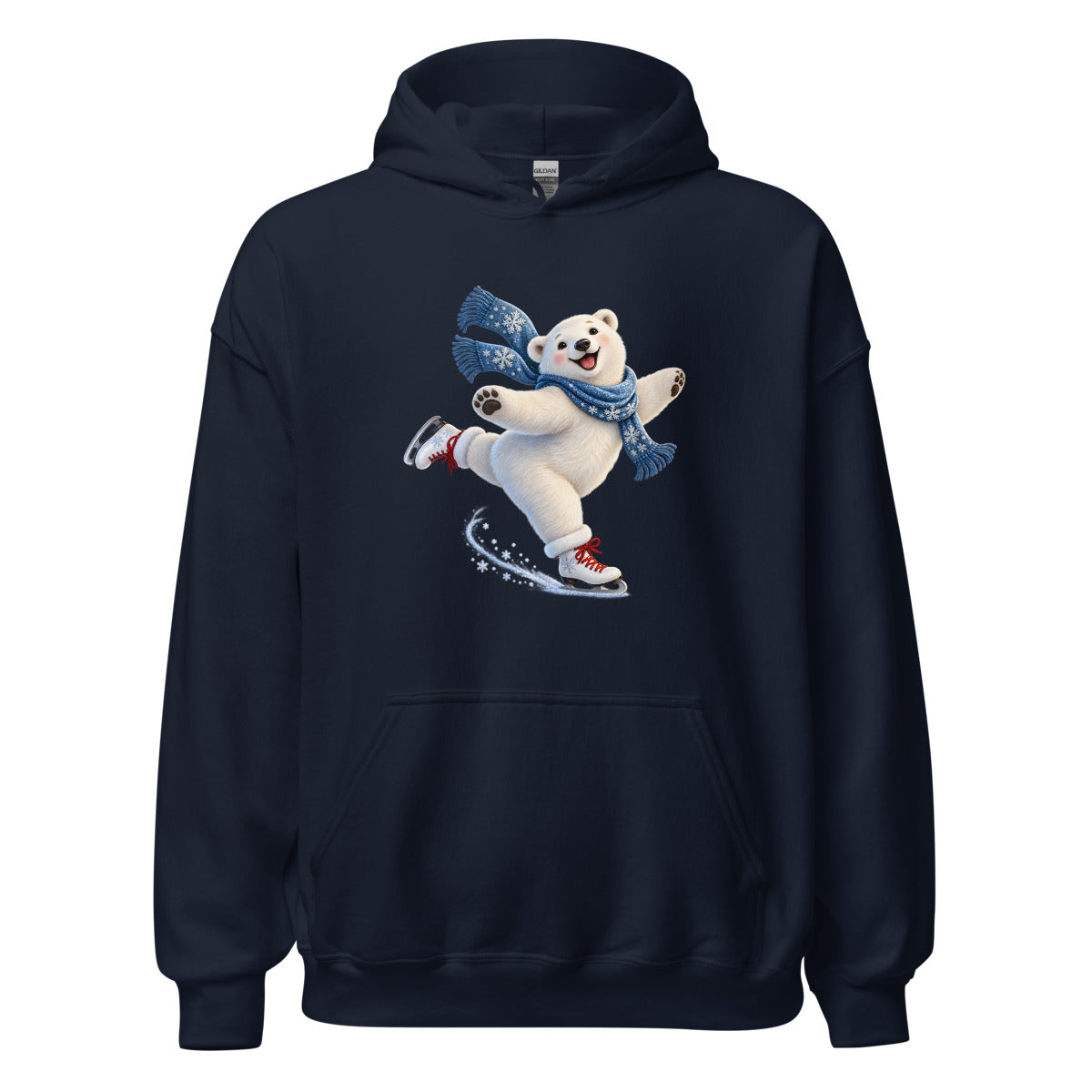 Eisbär auf Schlittschuhen – Hoodie – großer Frontdruck