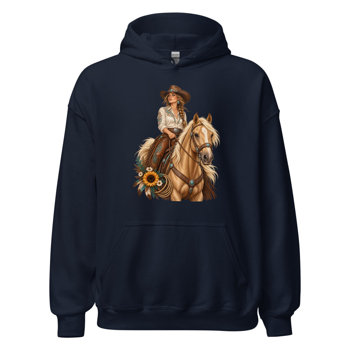 Cowgirl der Prärie – Hoodie – großer Frontdruck