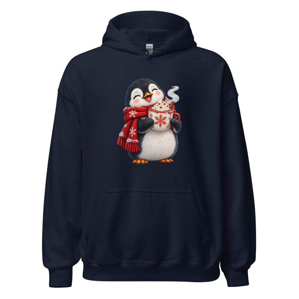 Pinguin mit Kakao – Hoodie – großer Frontdruck