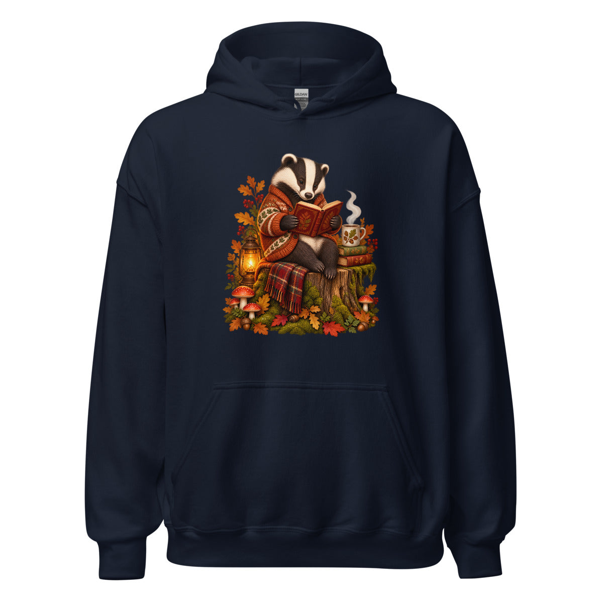 Lesestunde mit Dachs – Hoodie – großer Frontdruck