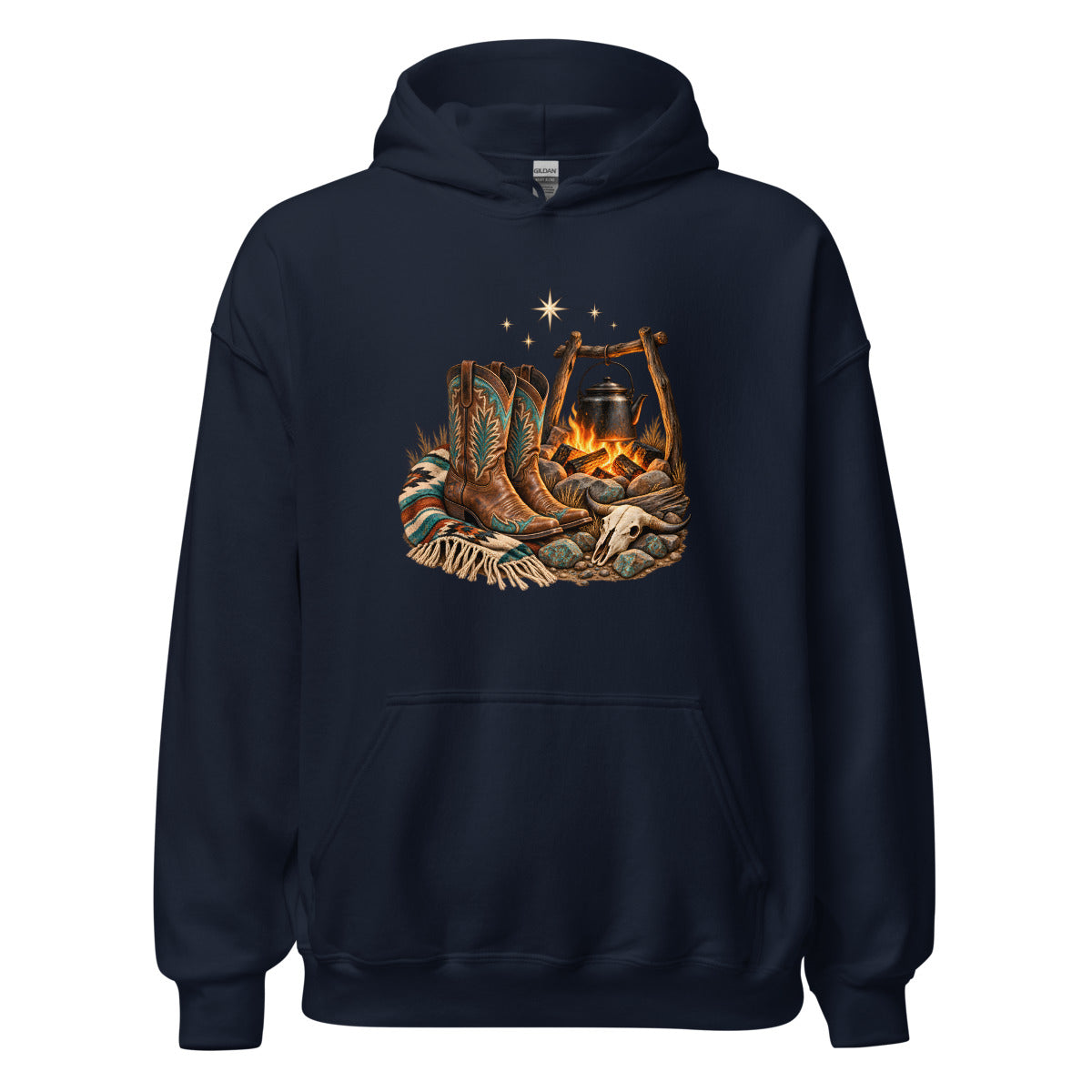 Lagerfeuer unter Sternen – Hoodie – großer Frontdruck