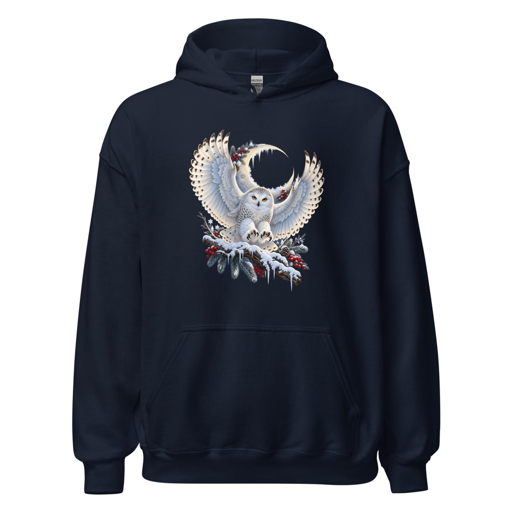 Schneeeule im Mondlicht – Hoodie – großer Frontdruck