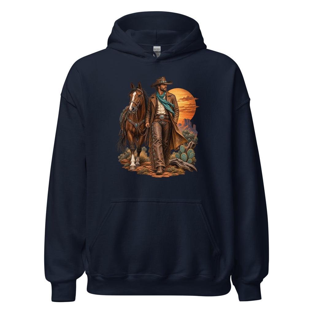Cowboy im Abendrot – Hoodie – großer Frontdruck