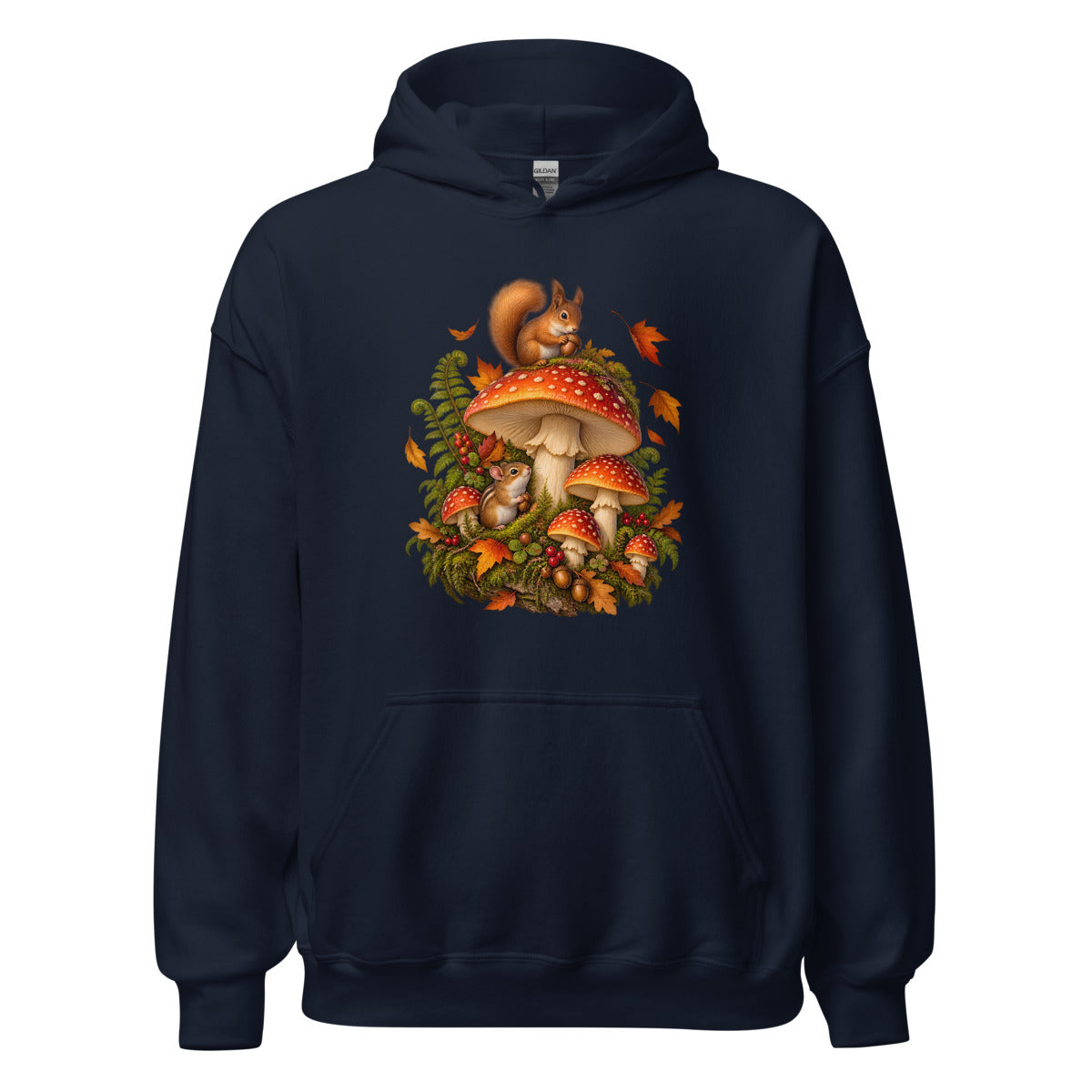 Pilzglück im Wald – Hoodie – großer Frontdruck