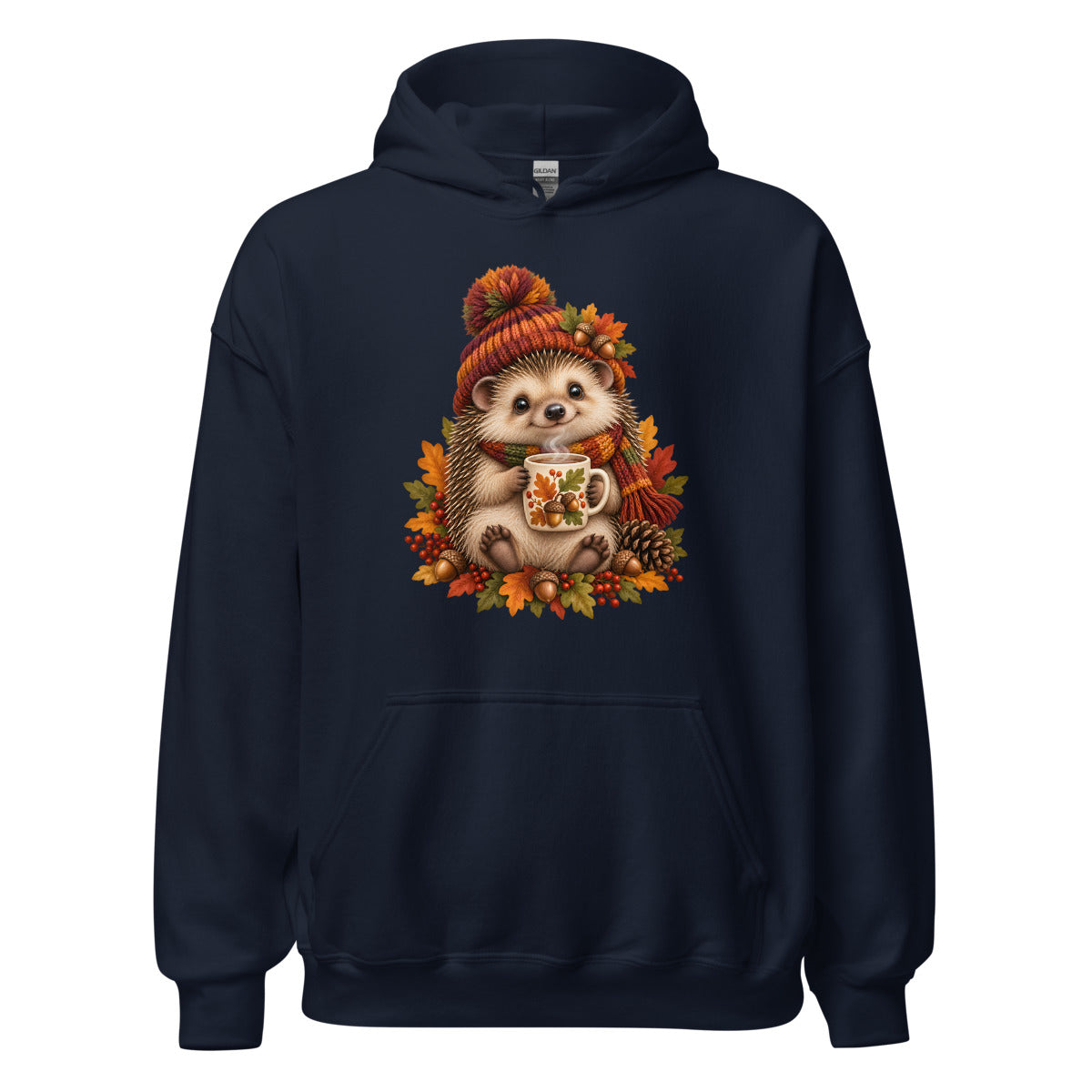 Igel mit Kaffeepause – Hoodie – großer Frontdruck