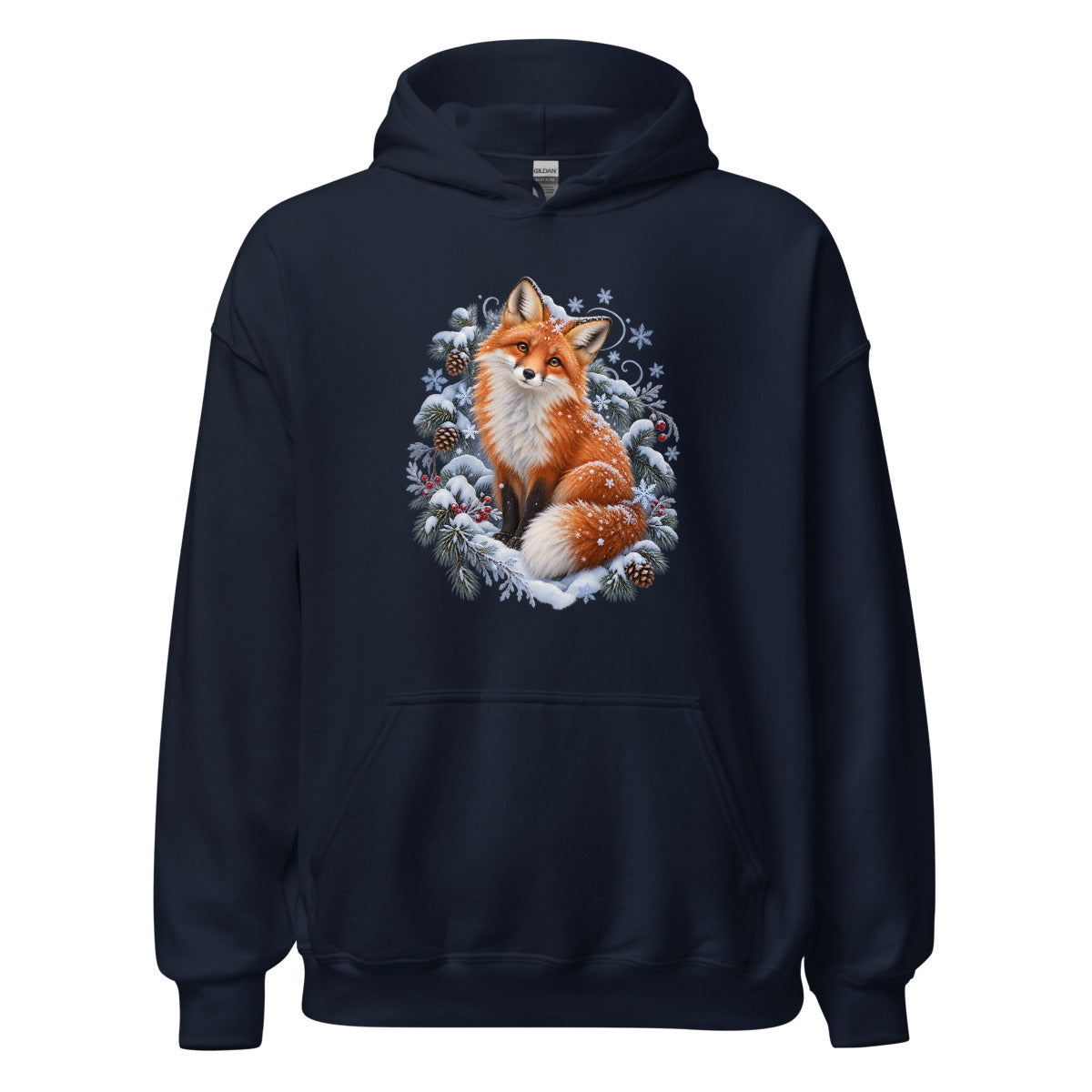 Fuchs im Schneegestöber – Hoodie – großer Frontdruck