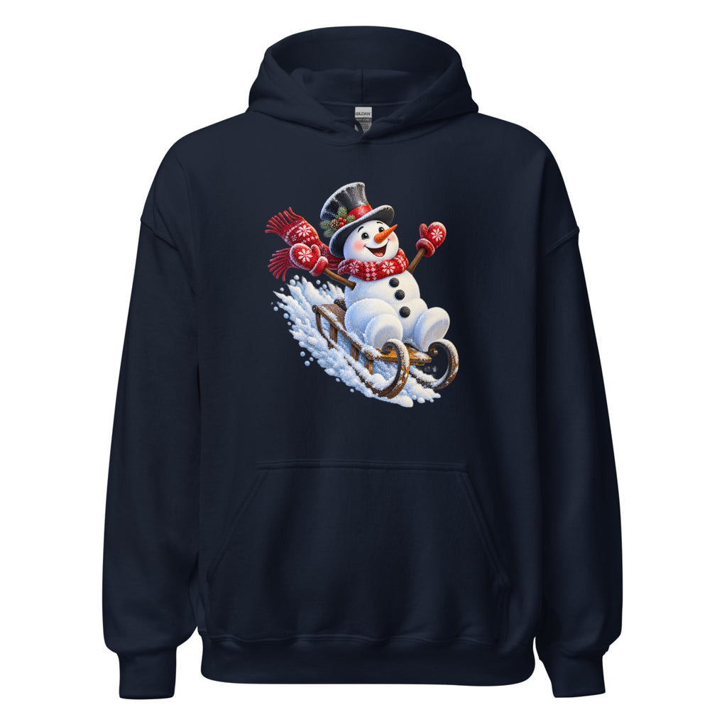 Schneemann auf Abwegen – Hoodie – großer Frontdruck