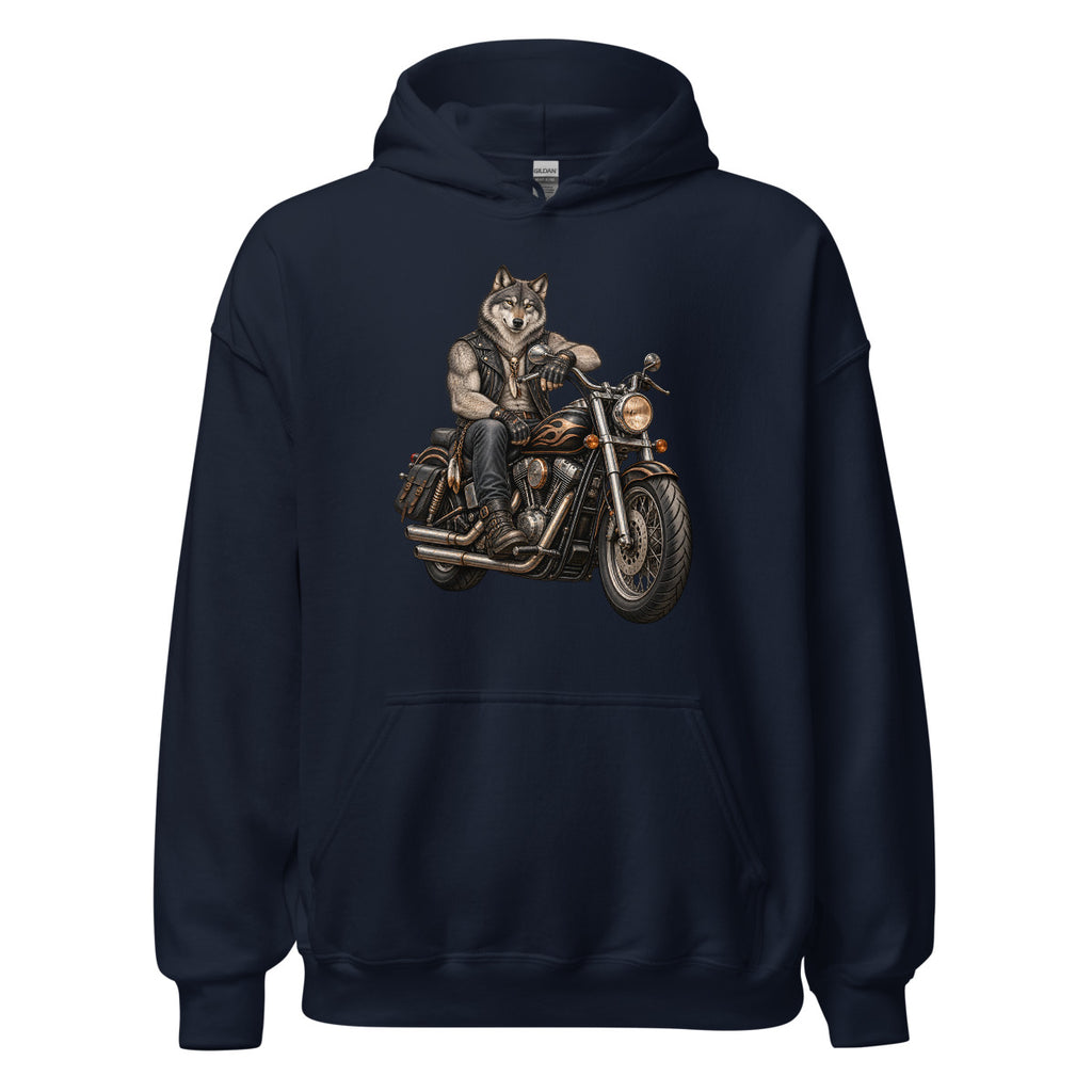 Wolf im Leder – Hoodie – großer Frontdruck