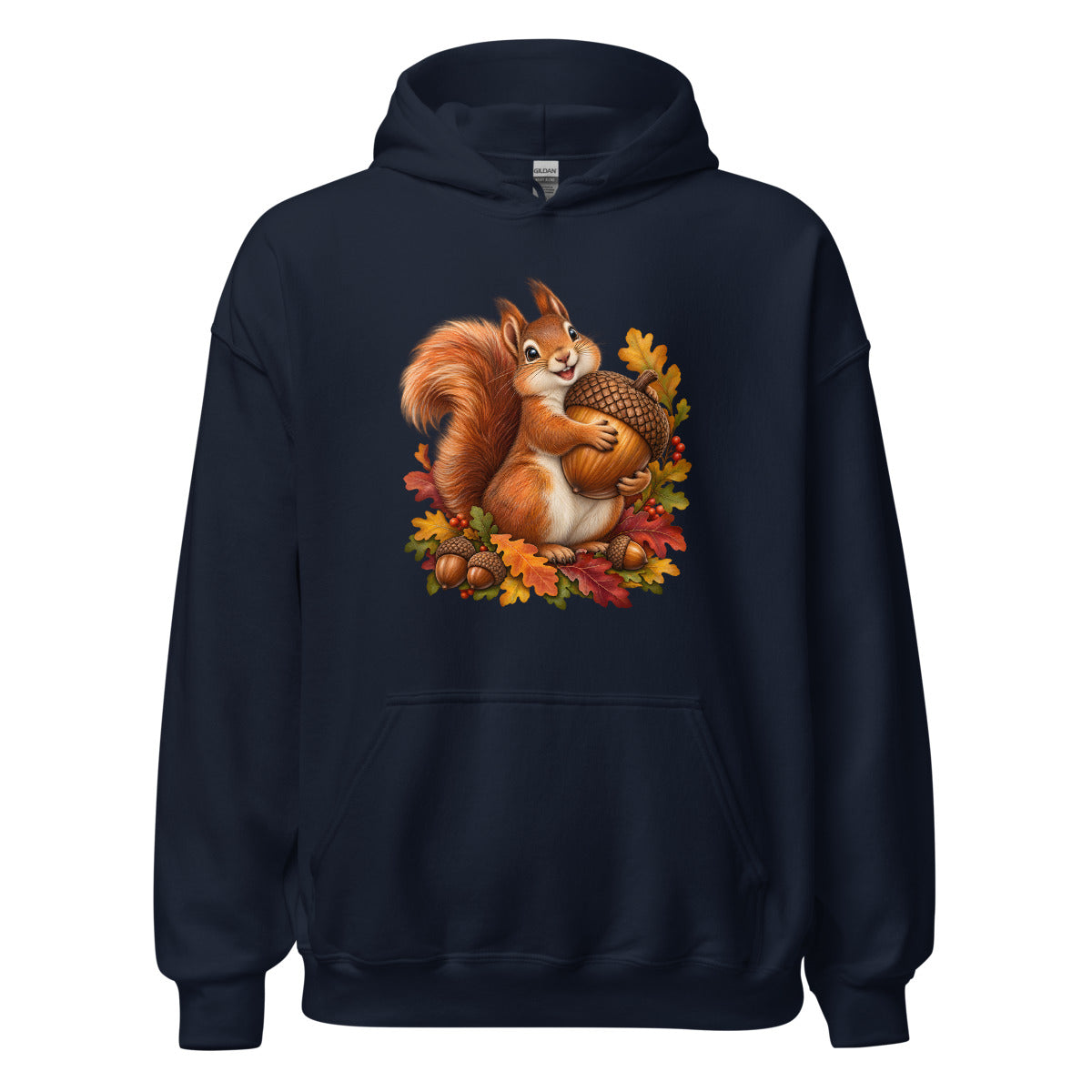 Eichhörnchen auf Vorrat – Hoodie – großer Frontdruck