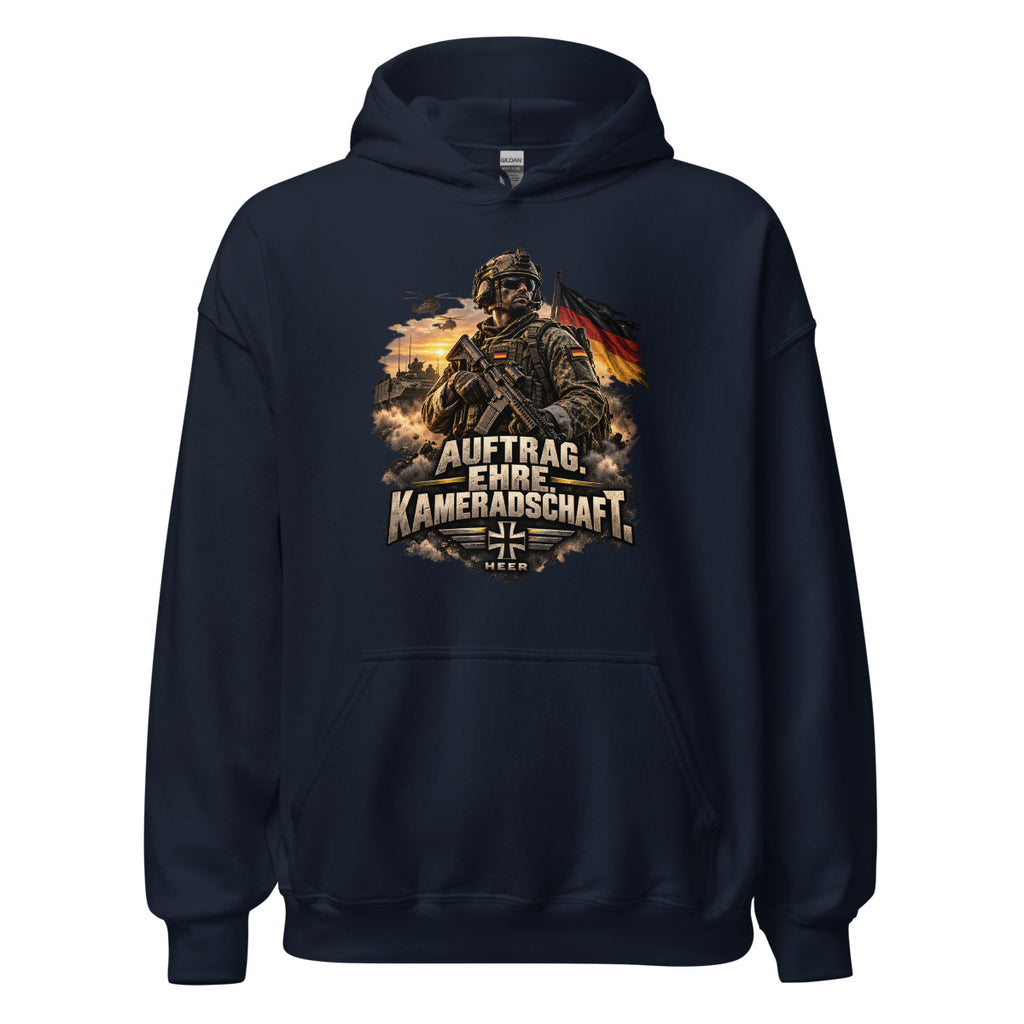 Soldat mit Auftrag, Ehre und Kameradschaft – Hoodie – großer Frontdruck