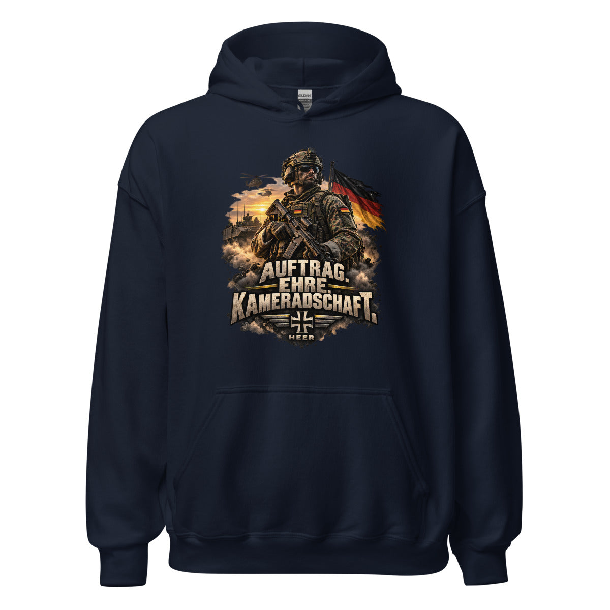 Soldat mit Auftrag, Ehre und Kameradschaft – Hoodie – großer Frontdruck