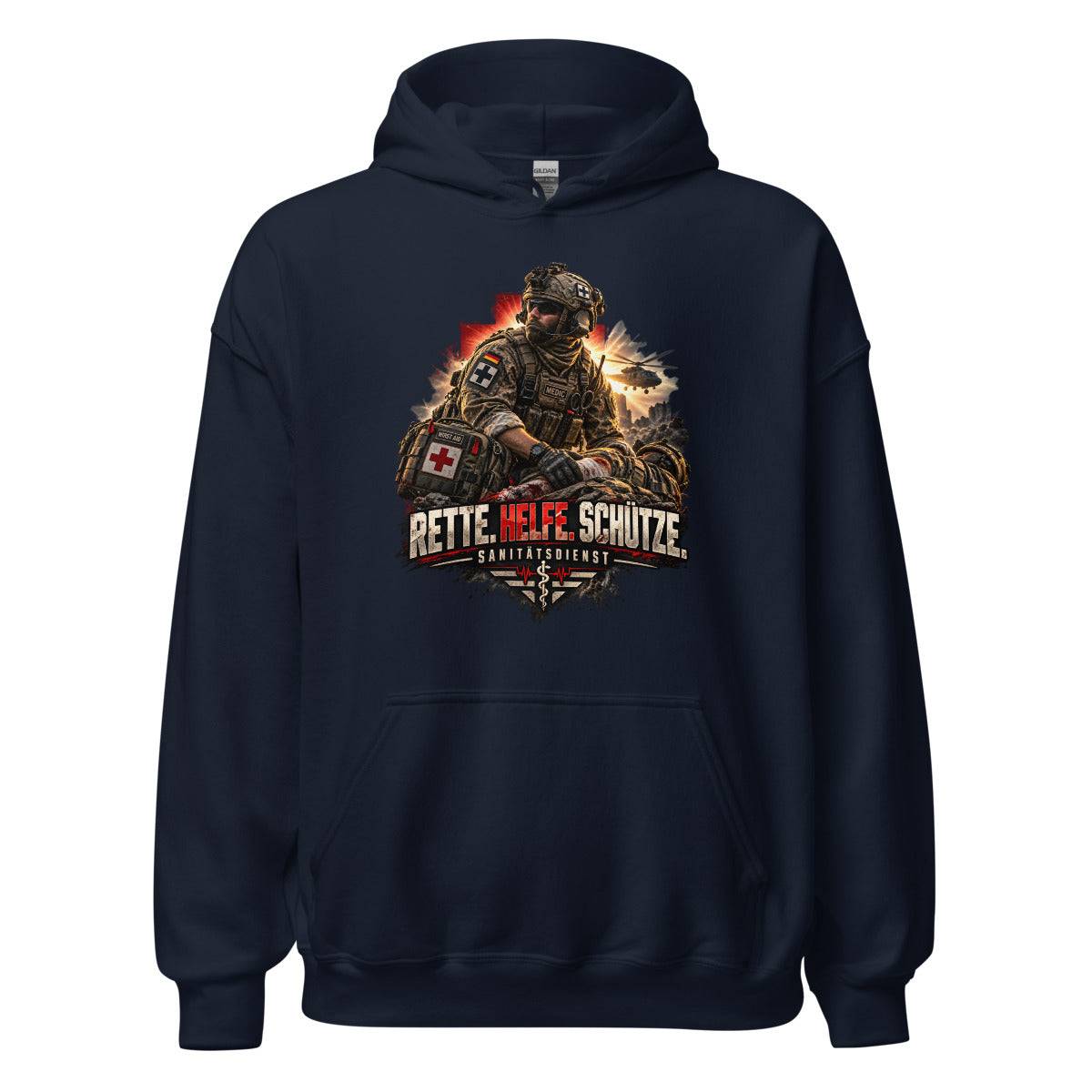 Sanitätsdienst Medic Rettung – Hoodie – großer Frontdruck